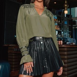 Ramy Brook Embossed Anya Pleated Mini Skirt